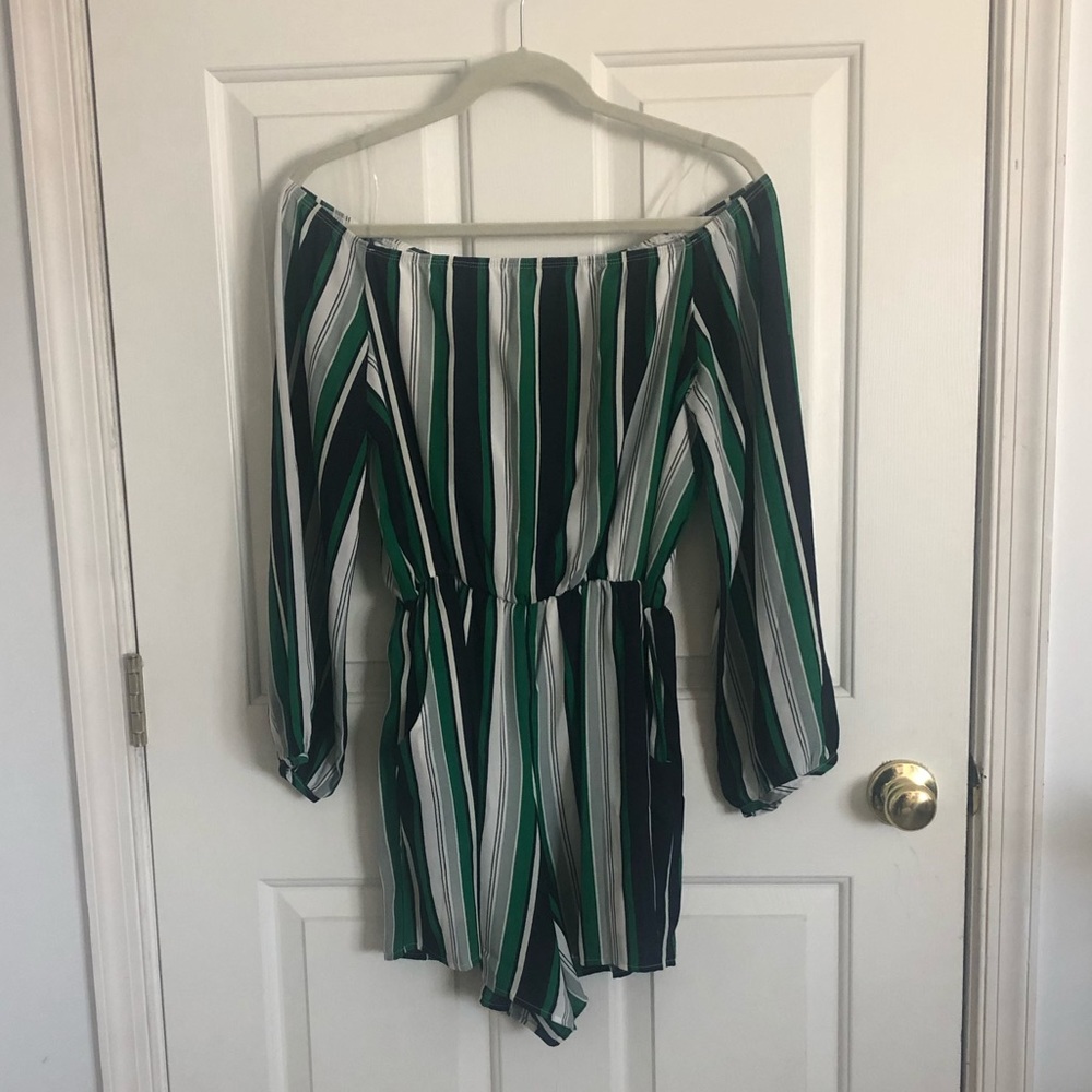 Vici Striped Shorts Romper